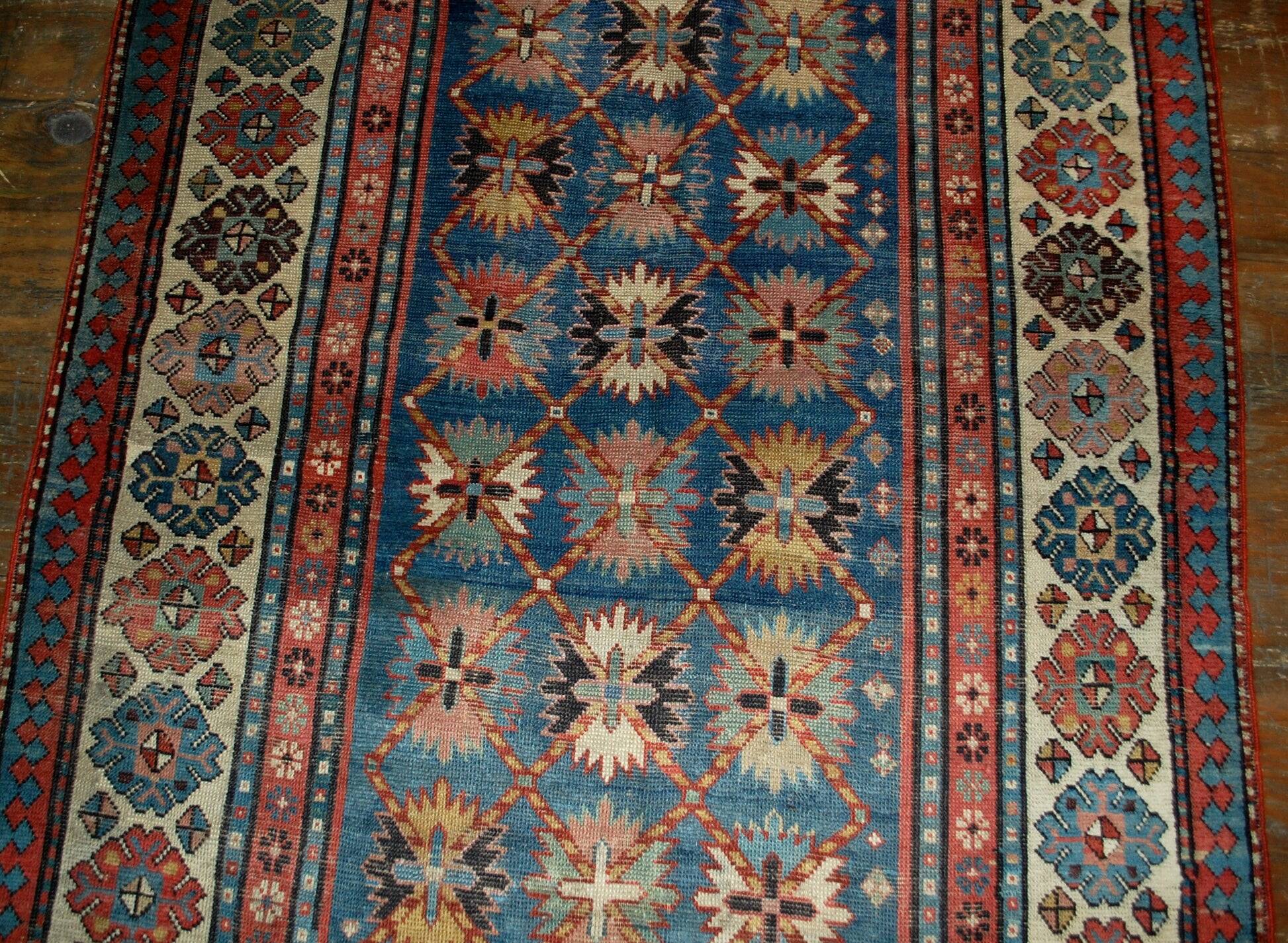 Handmade antique Caucasian Talish rug 131cm x 271cm 1880s - 1B514