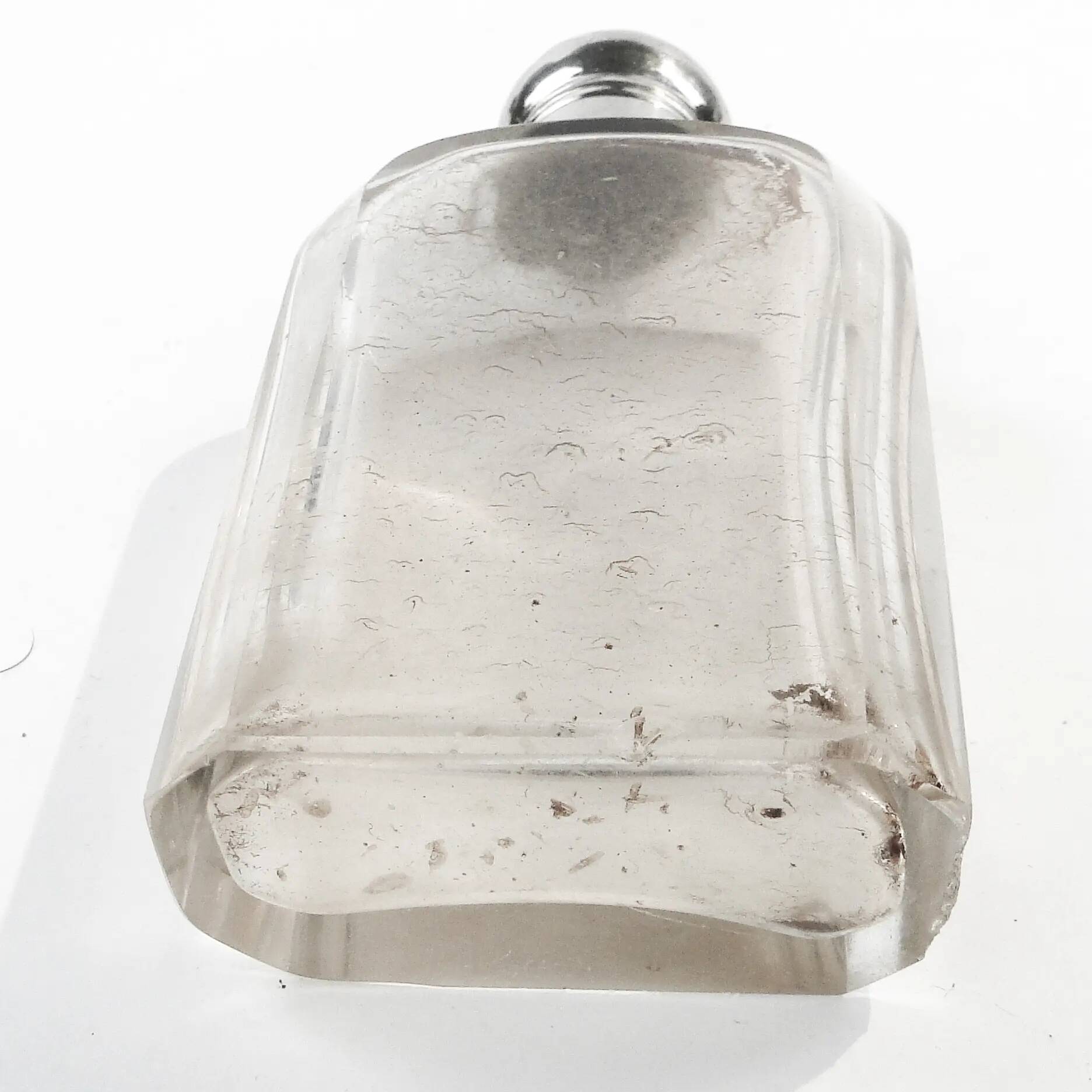 Art Deco hip flask, crystal, France, 1930s