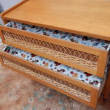 Rattan foot compass vintage dresser