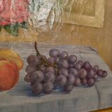 Tableau ancien, Nature morte ou roses et fruits début XX siècle