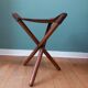 Tabouret pliant en cuir et bois