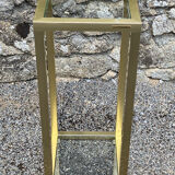Vintage 1980s square gold metal end table/shelving by pierre vandel, 2 pieces