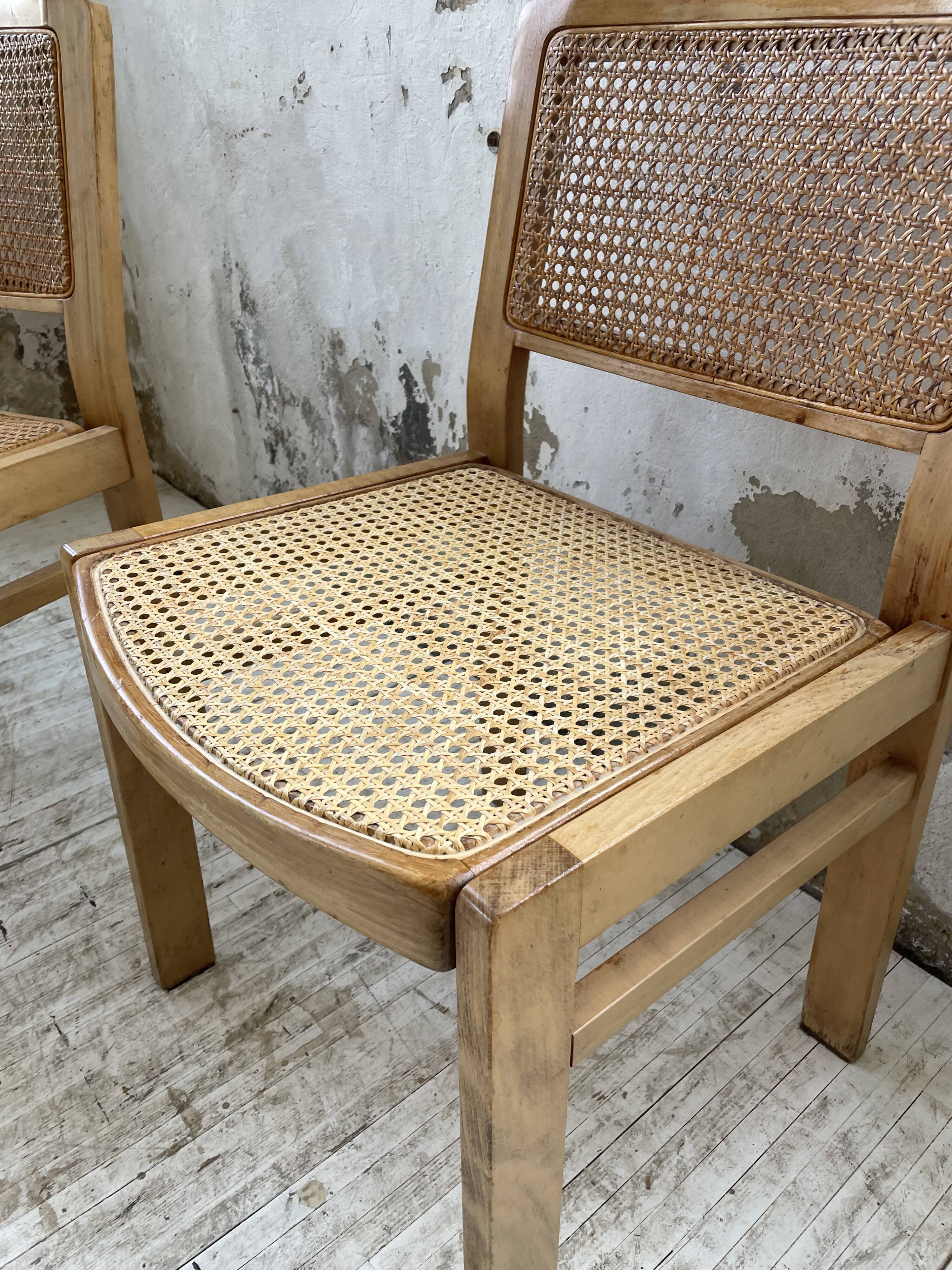 Pair of Baumann chairs beech and cannage