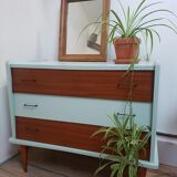 Vintage wood and blue chest of drawers