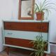 Commode  vintage bois et bleu