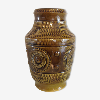 Vase vintage vert olive en céramique Fat Lava Bay Keramik