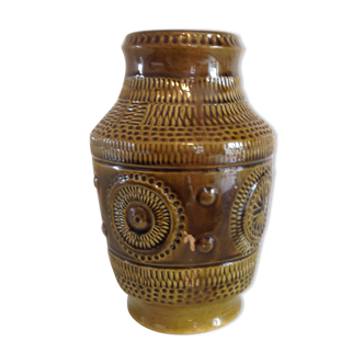 Olive green vintage vase ceramic Fat Lava Bay Keramik