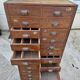Old workshop cabinet with 28 oak drawers – workshop furniture