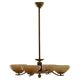 Art Deco chandelier with 4 arms in glass and brass, Sweden, 1940s