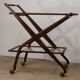 Vintage wooden and glass rolling trolley, 1960