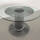 Italian Pedestal Dining Table in Chrome and Glass