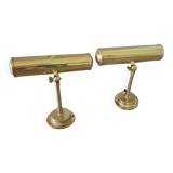 Old pair of gilded brass wall sconces / night lights from the 70s