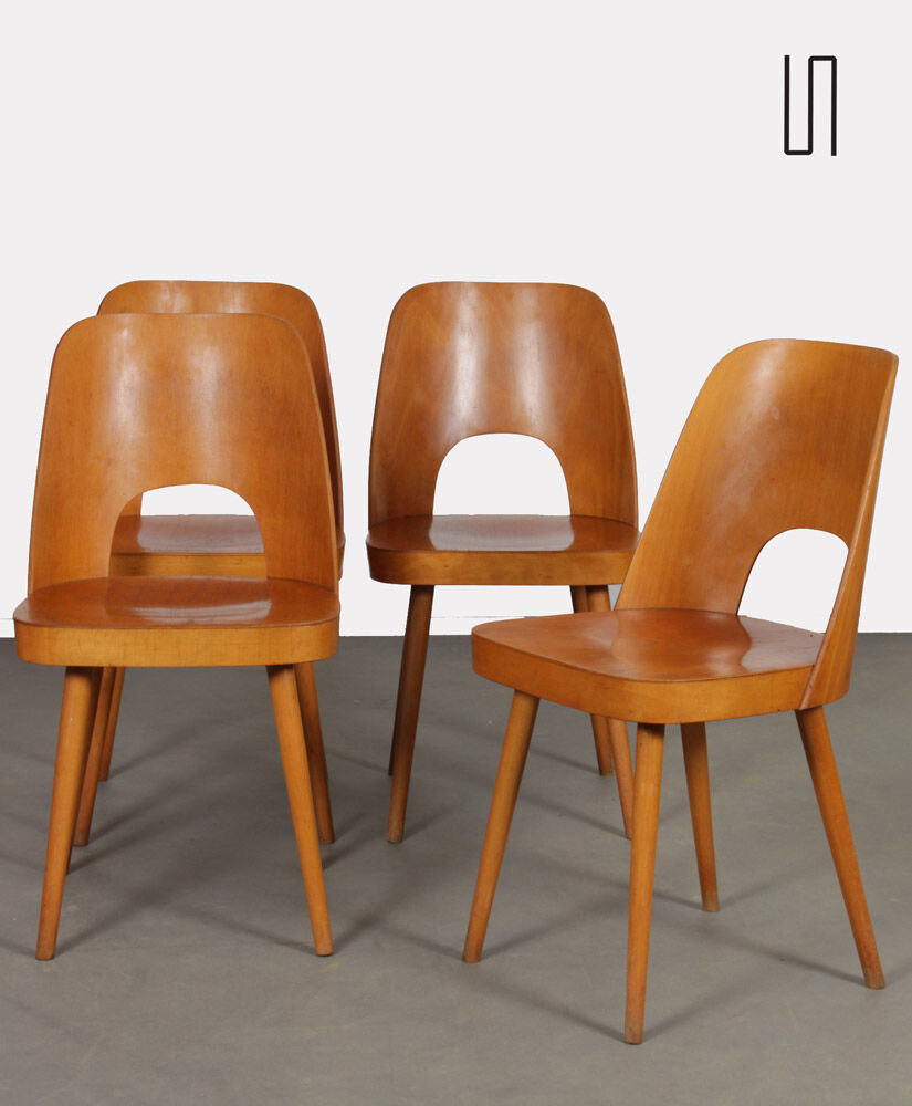 Suite of 4 vintage chairs by Oswald Haerdtl for Ton, 1960
