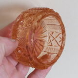 Pink tinted molded crystal powder box