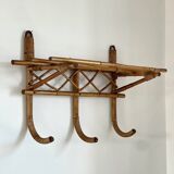 1960s rattan wall hook shelf