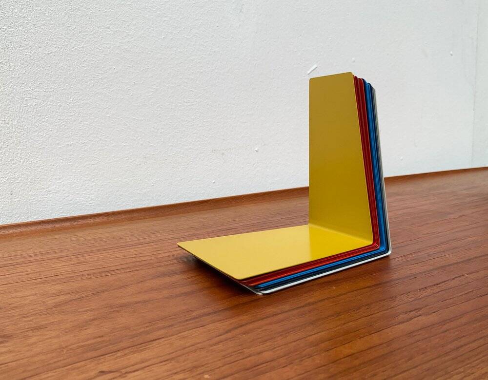 Mid-century German colourful minimalist metal bookends by Soennecken, 1960s, set of 16.
