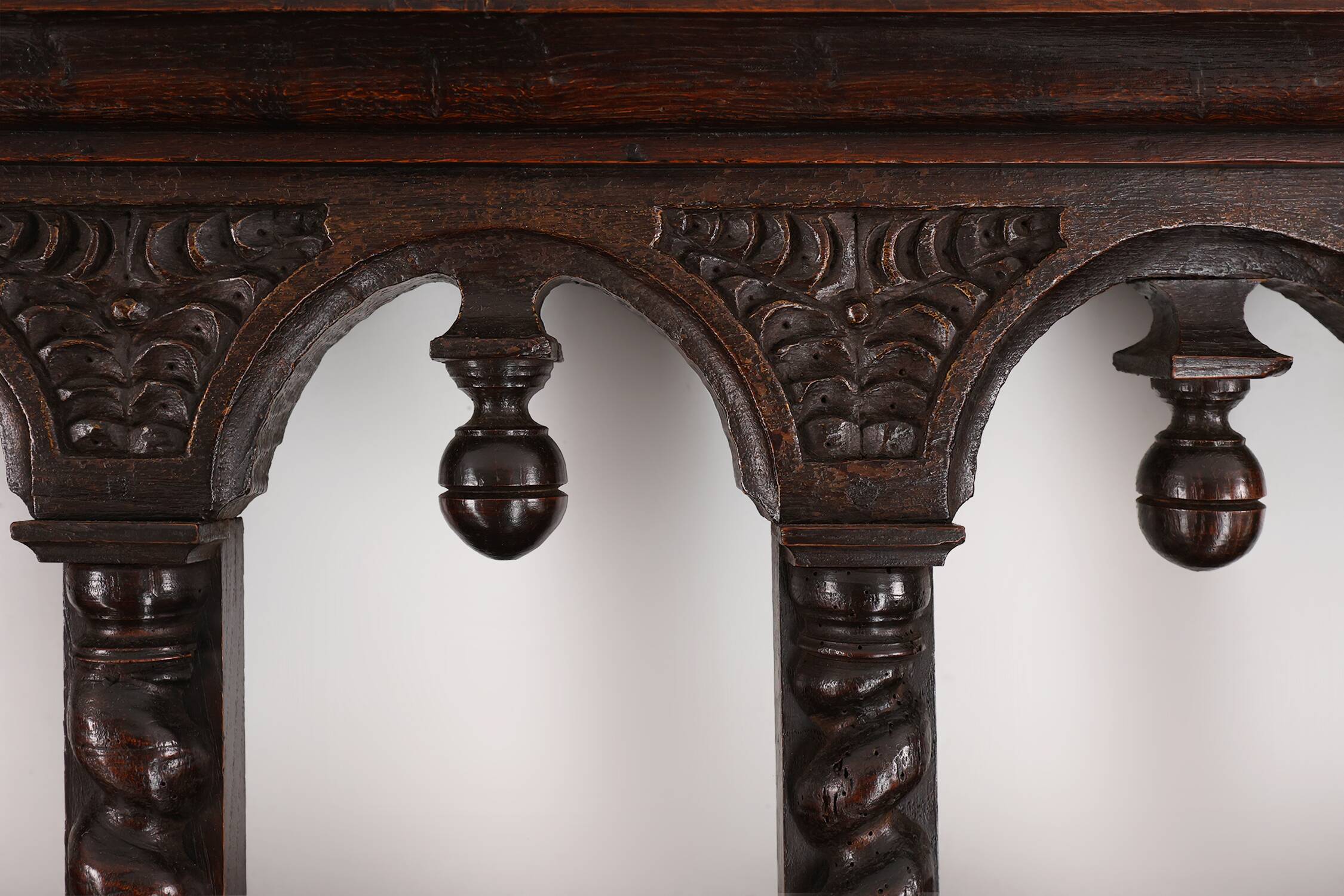 16th Century gothic style hand carved wall mount rack