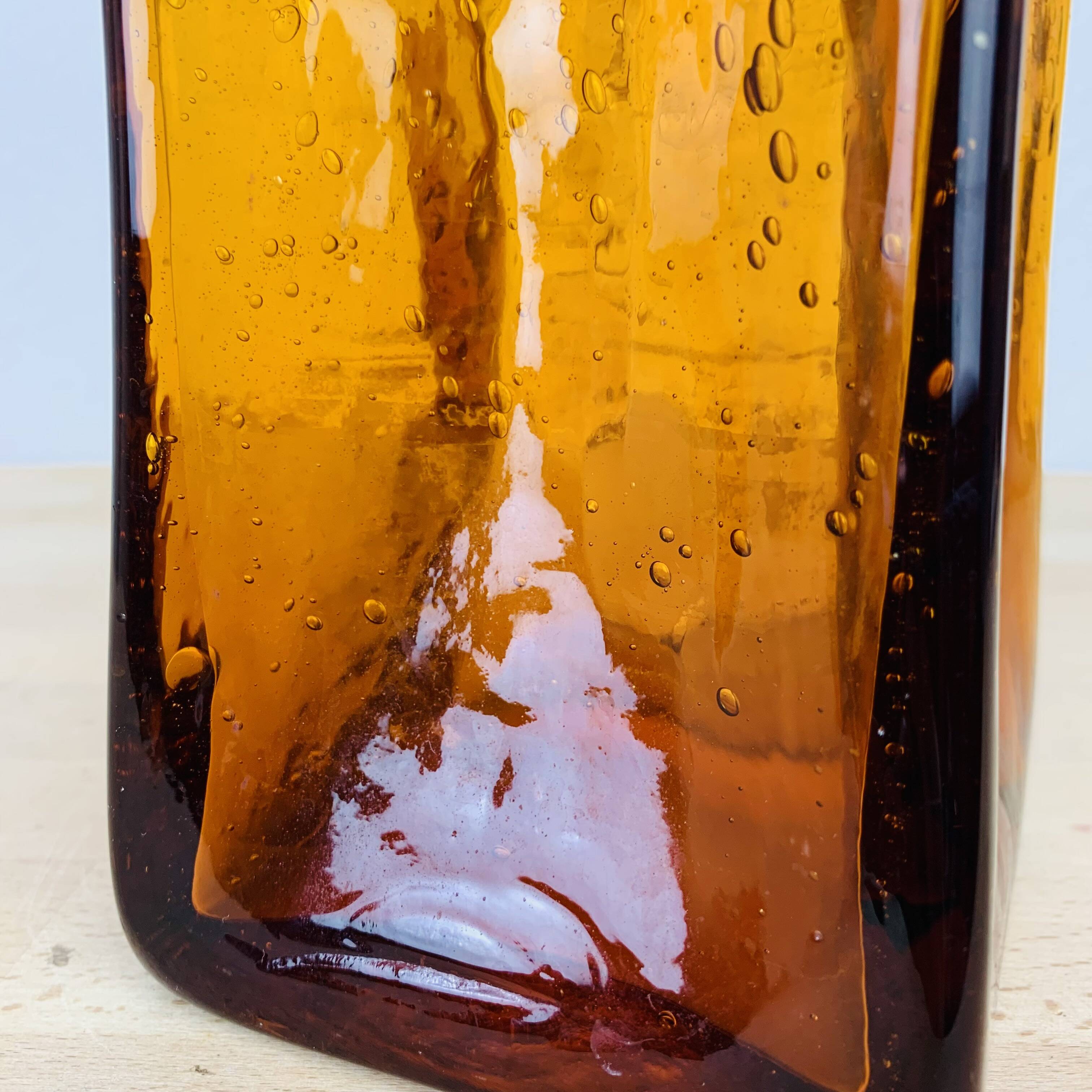 Vintage amber Biot bubbled glass vase