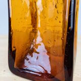 Vintage amber Biot bubbled glass vase