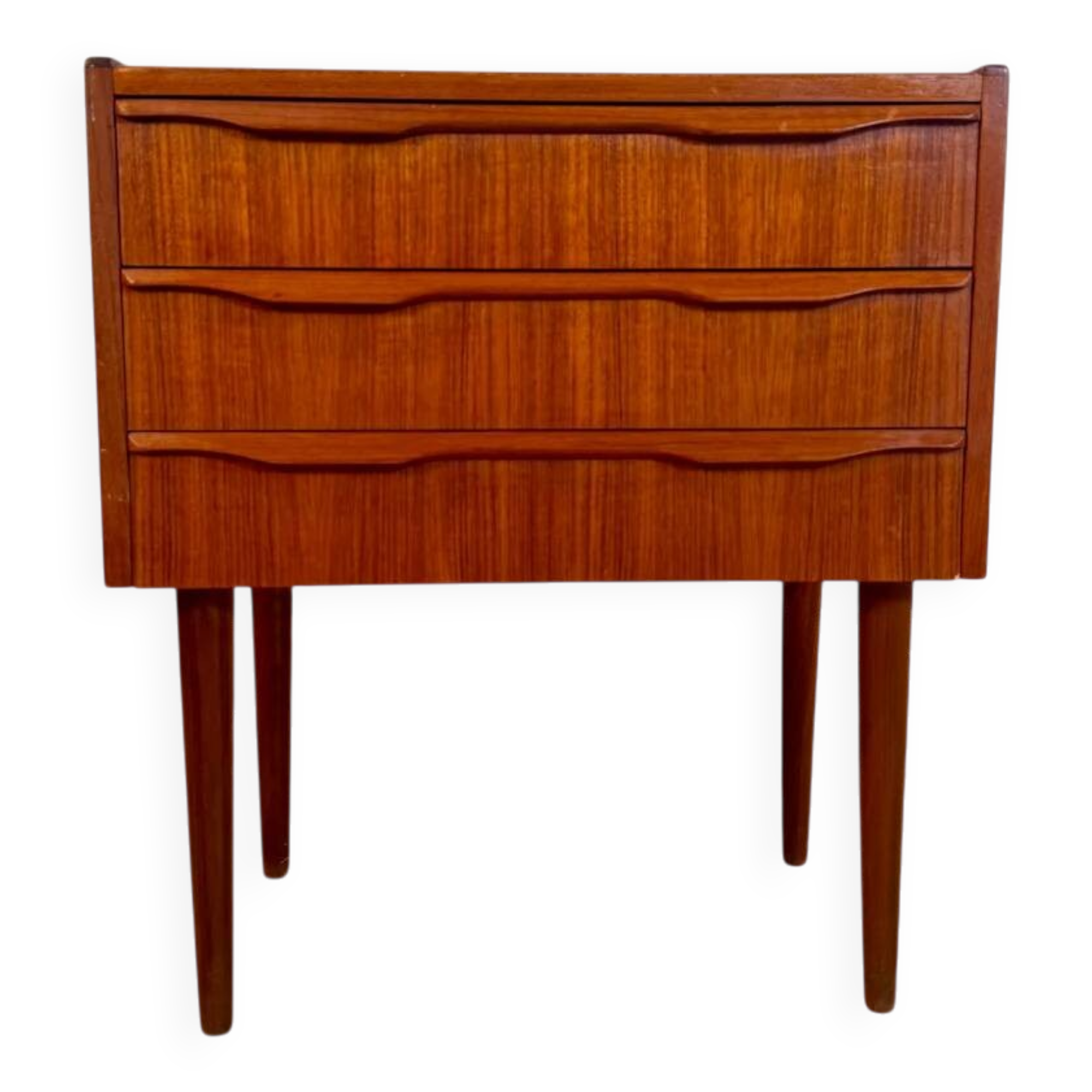 Danish teak bedside table with three drawers, 1960s.