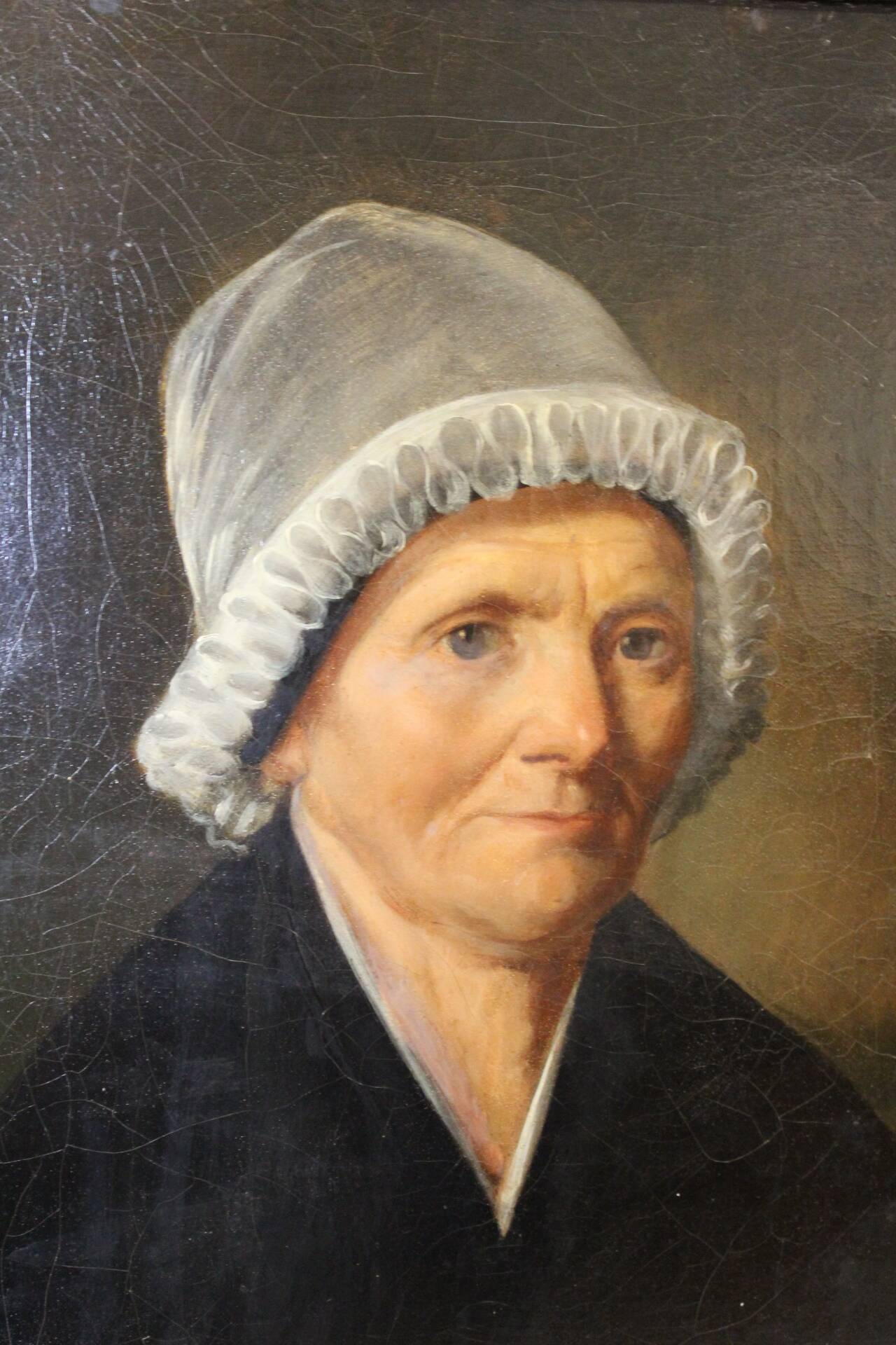 Oil on canvas, Woman with a white headdress dated 1840