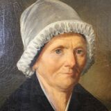 Oil on canvas, Woman with a white headdress dated 1840