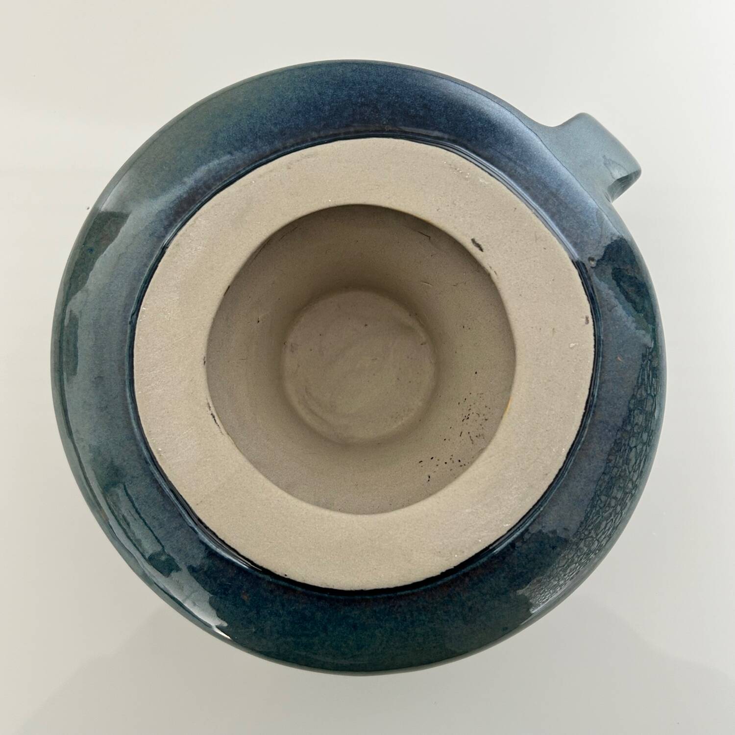 XL blue stoneware candlestick