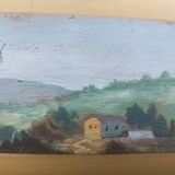 Small oil painting on wood, Tuscan landscape