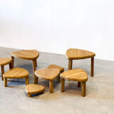 1970's oak nesting coffee table