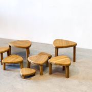 Table basse gigogne en chêne des années 1970