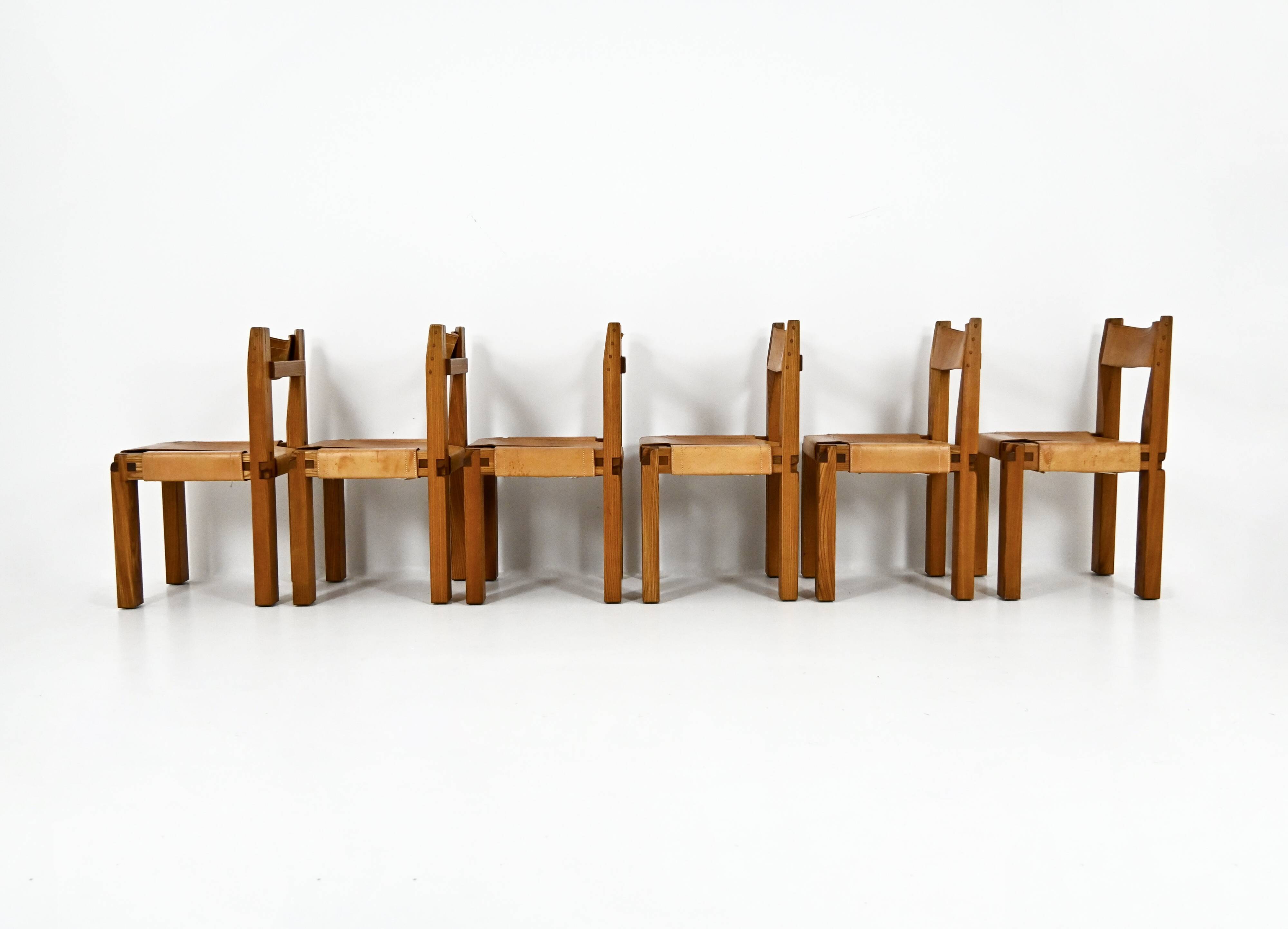Set of 6 "S11" dining chairs by Pierre Chapo, 1966