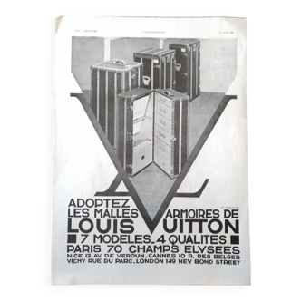 Une publicité d'époque 1930 Louis Vitton  maille armoire  issue d'une revue  l'illustration