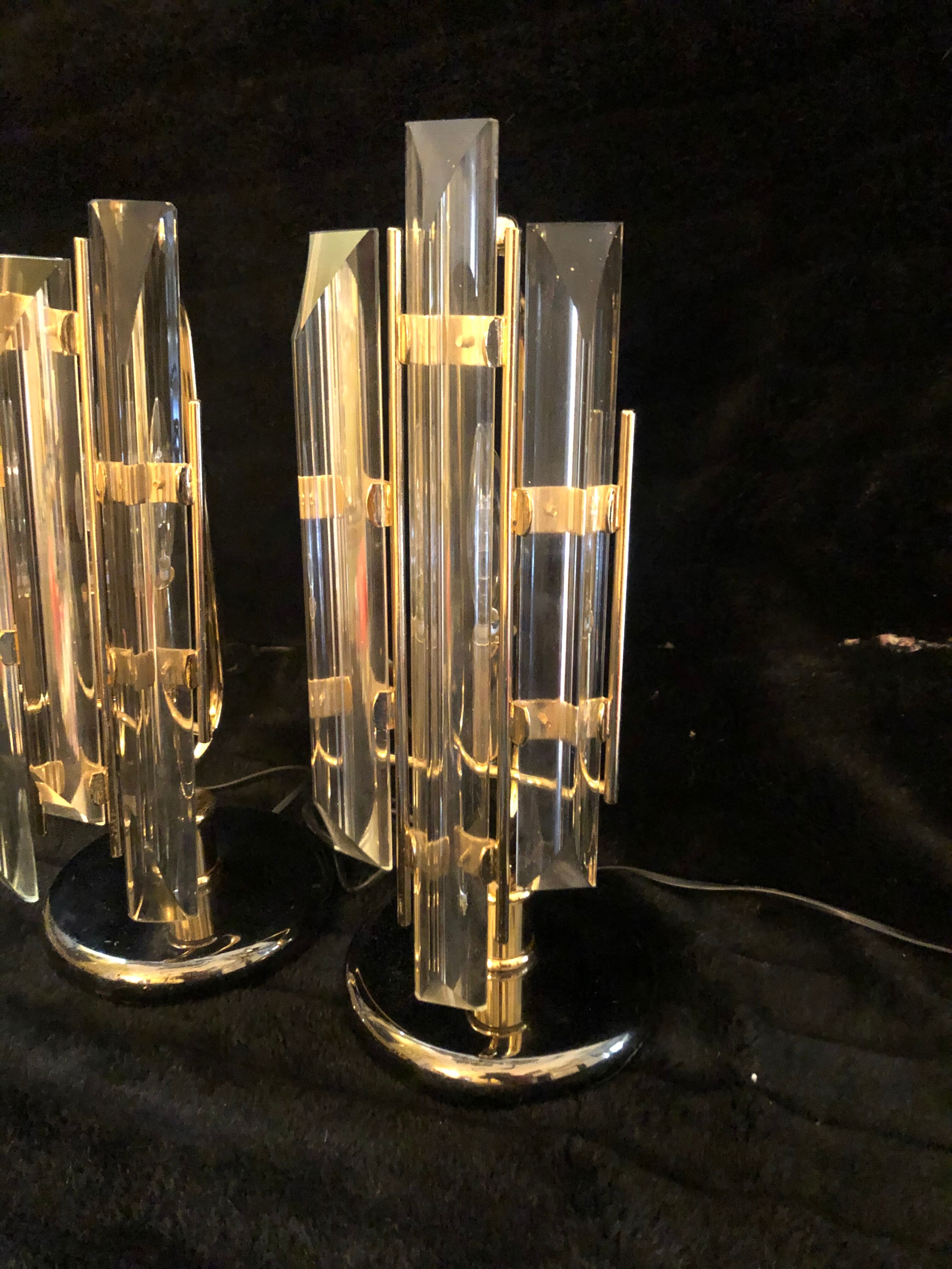 Pair of crystal lamps Venini 1980