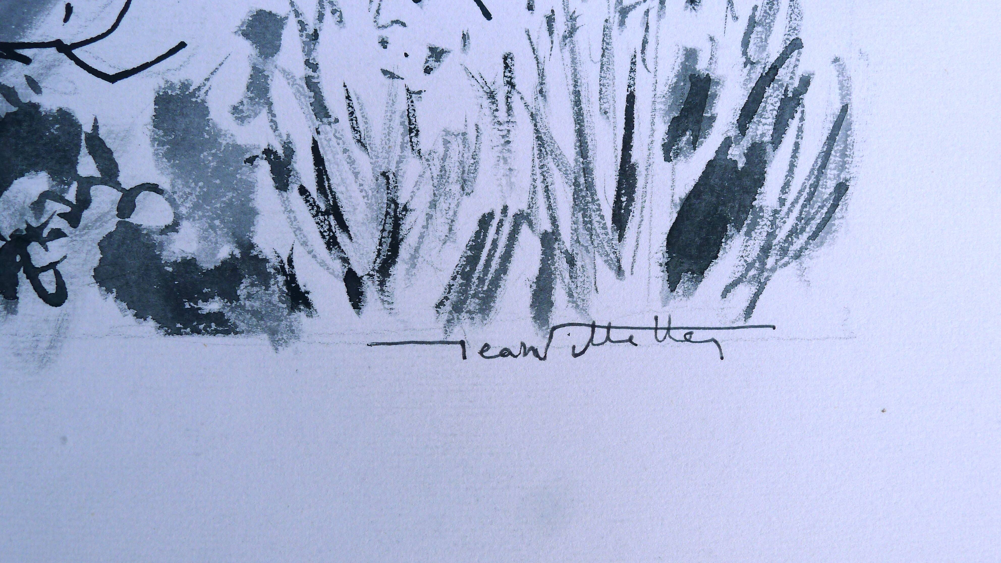 Original Indian ink wash drawing by Jean Villette (1913-2005)