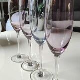 Lot 4 multicolored champagne flutes