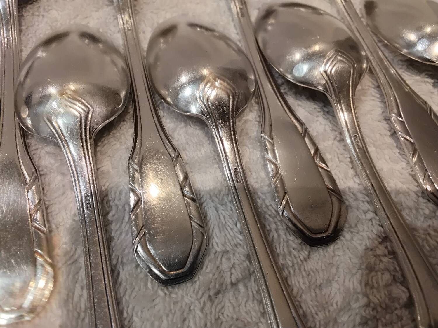10 cuillères à café en métal argenté orfèvre SFAM style art deco