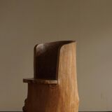 Swedish brutalist mid-century sculptural chair in solid pine.