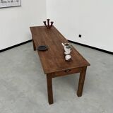 Table de ferme en pin 223 cm, années 70