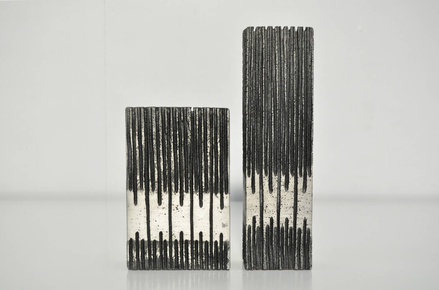 Cast aluminum brutalist vases designed by artist Willy Ceysens, Belgium 1960s