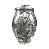 Covered jar / glass and openwork tin vase - Daffodils