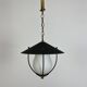 50s lantern pendant light, opaline and metal