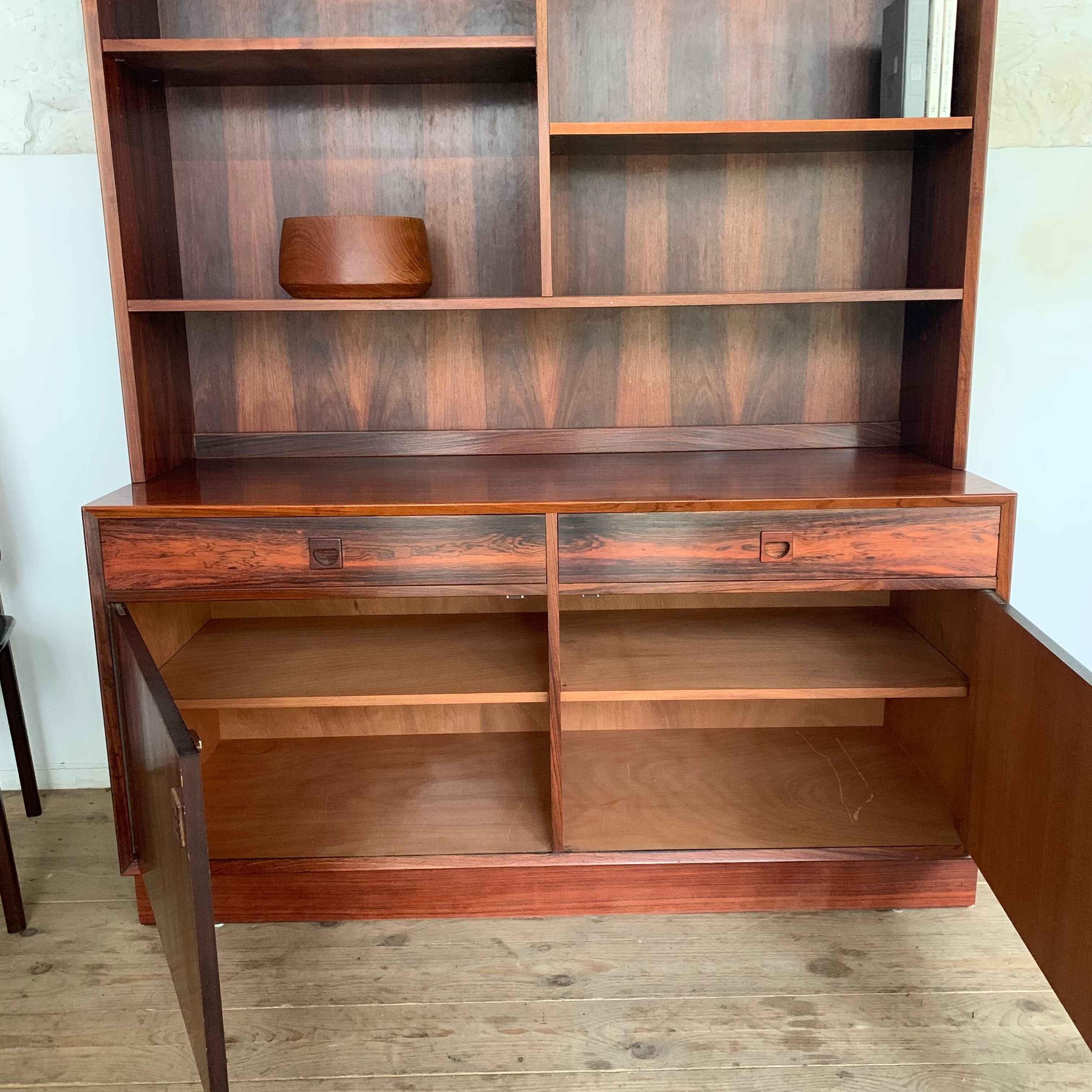 Vintage Scandinavian library in Rio rosewood