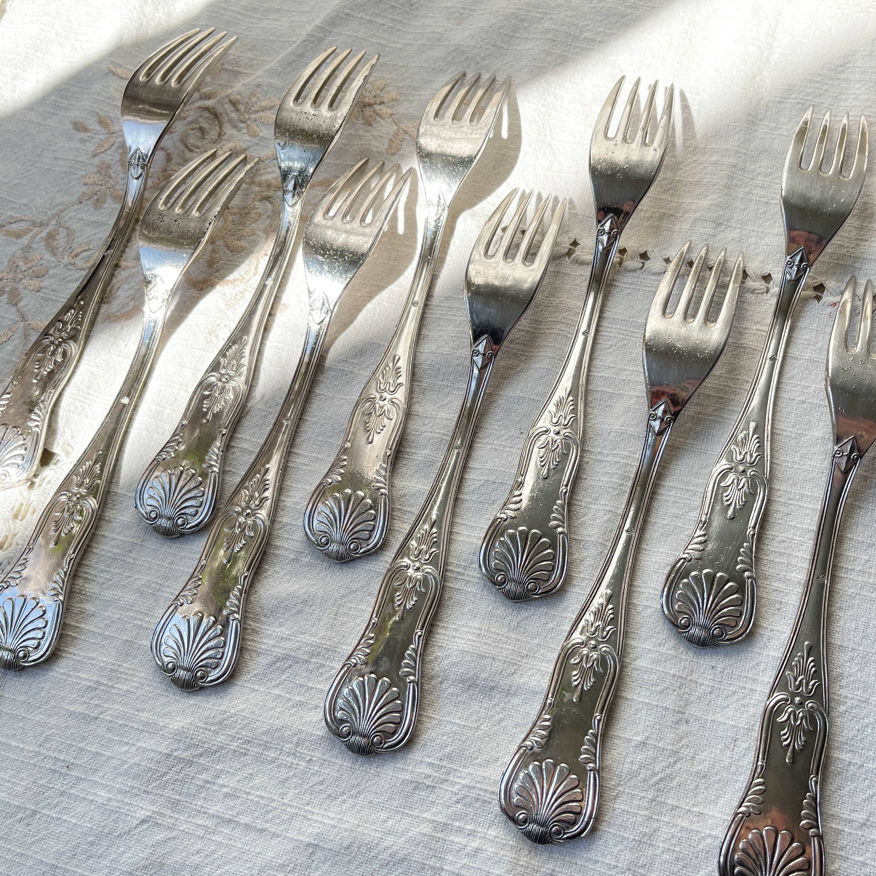 10 Vintage Rocaille Style Metal Forks