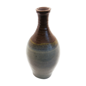 Bouteille en grès émaillé bleu,