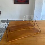 Pair shelves string wood vintage midcentury