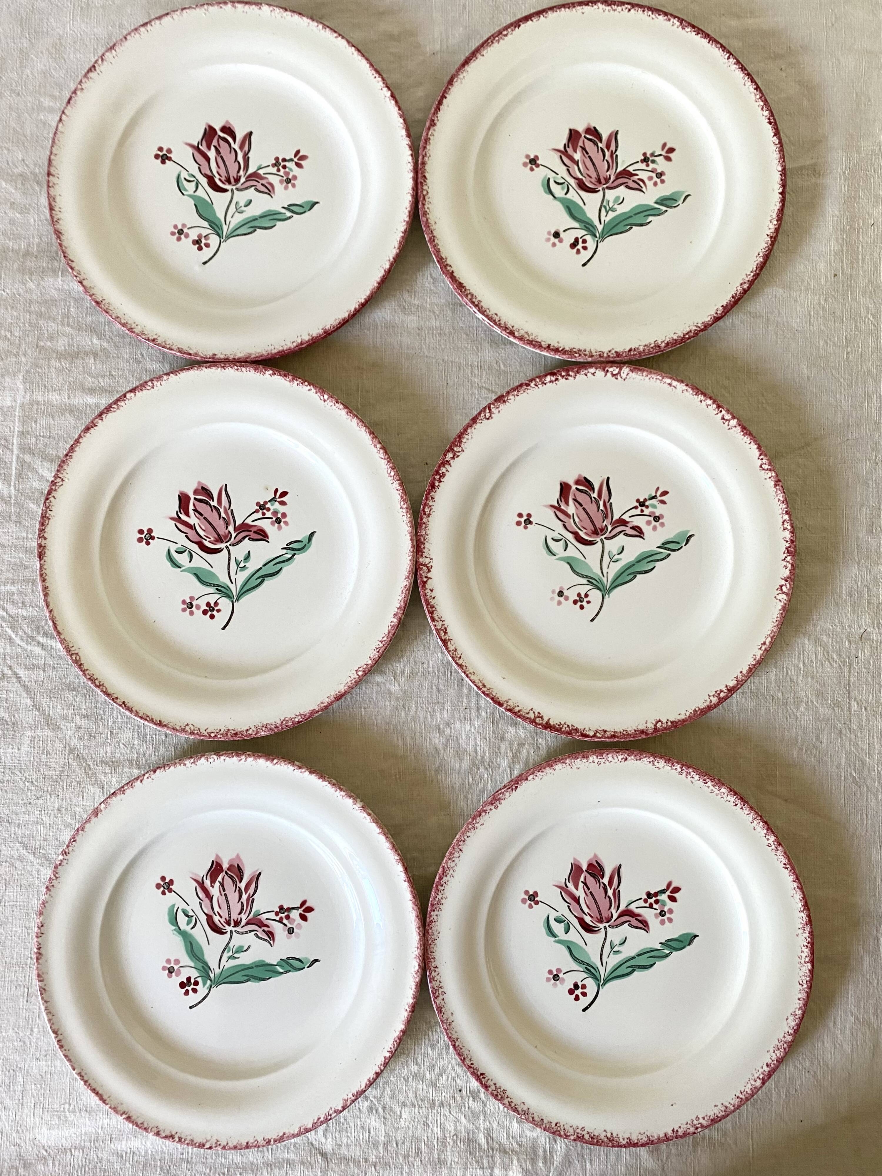 St Amand dessert plates, hand decor, Strasbourg model