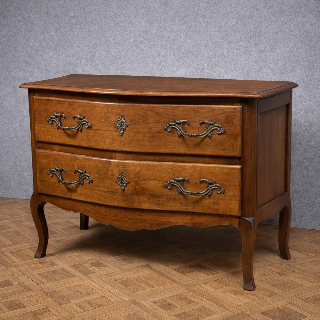 Antique curved walnut commode – Louis XV style