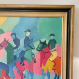 Huile sur toile signée - scène équestre