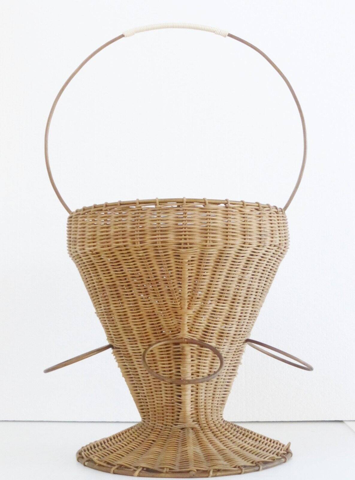 Vintage 50s Rockabilly wicker portable bottle holder bar