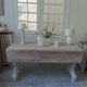 Console, solid walnut table, foldable extensions, grey patinated legs.